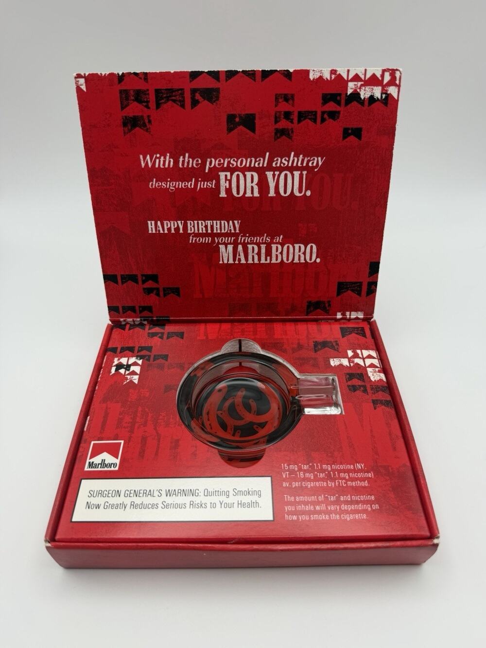 Marlboro Red Horseshoe Glass Ashtray 2006 Promotional Birthday Ashtray NEW
